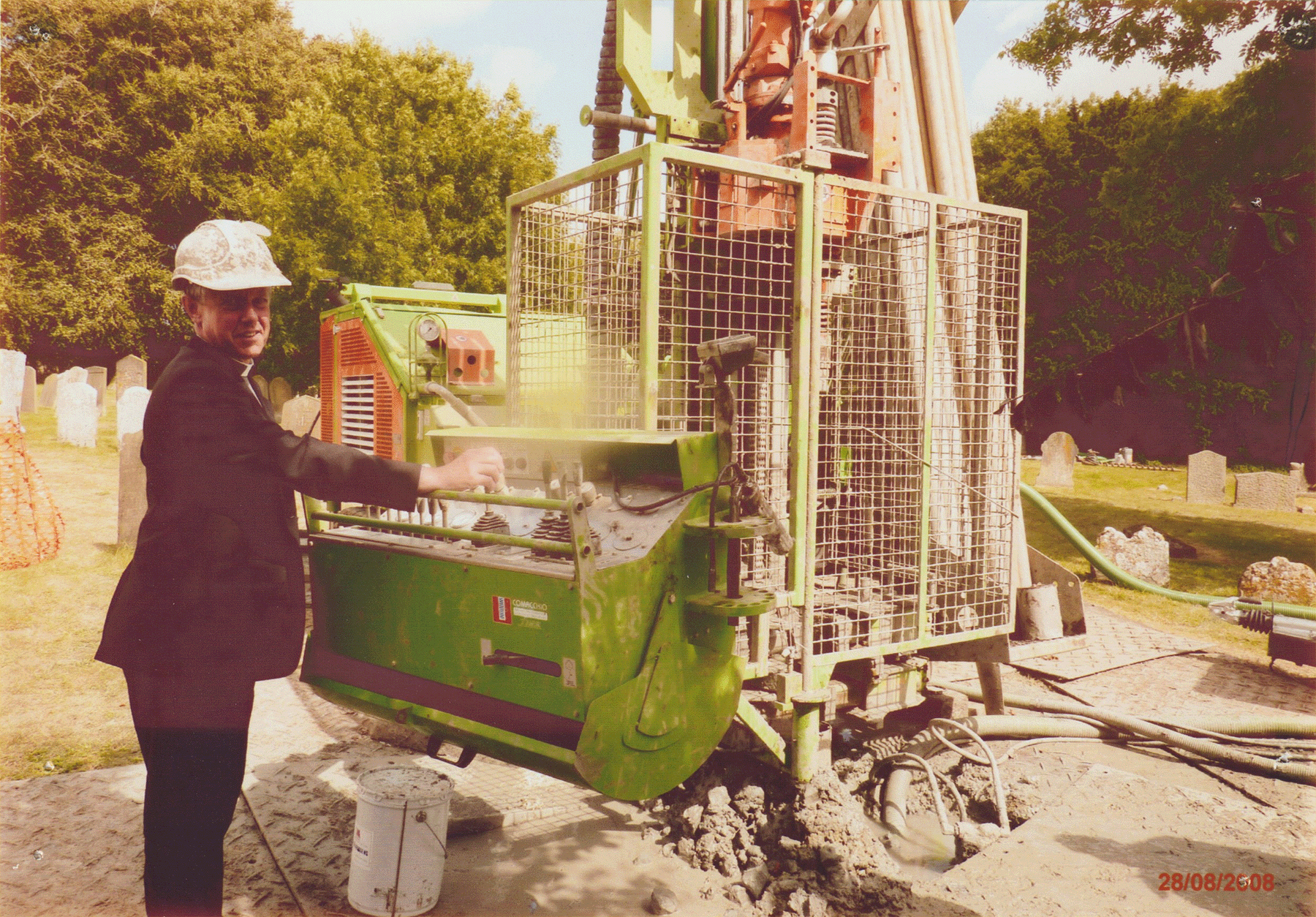 Drilling in 2008 to lay the pipes for ground source heat